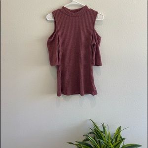 Pink peek a book shoulder top